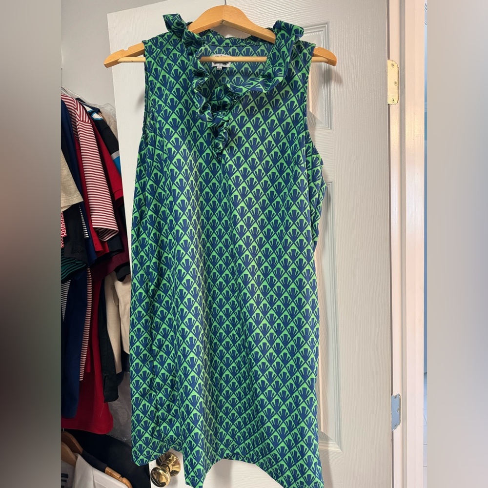 MUD PIE Green and Blue Patterned Sleeveless Dress